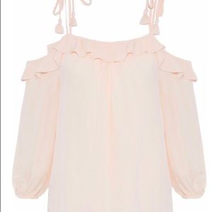 Joie Eugene Silk Off Shoulder Pink Blouse